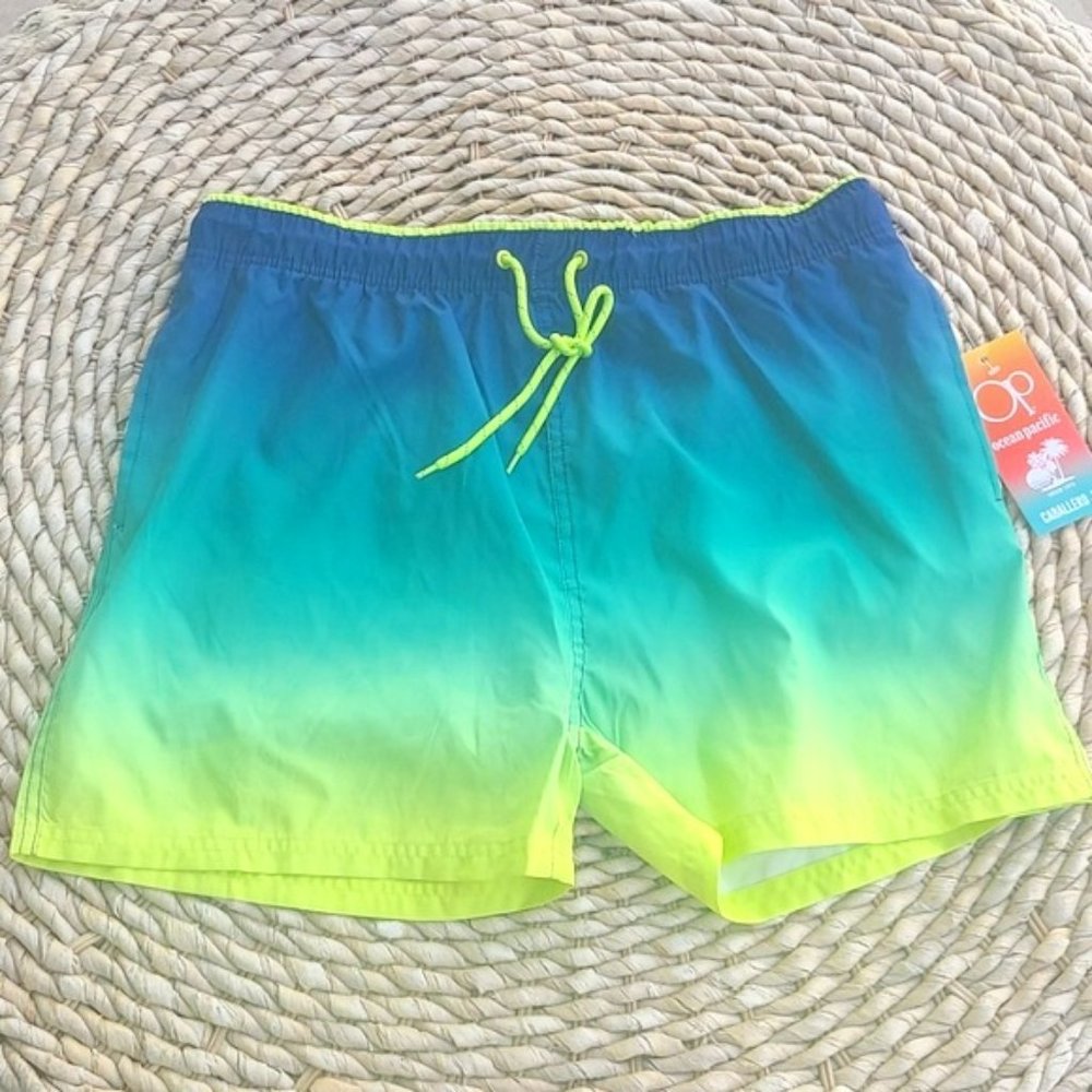 Ocean Pacific Board Short - "Blue Teal Yellow Fade